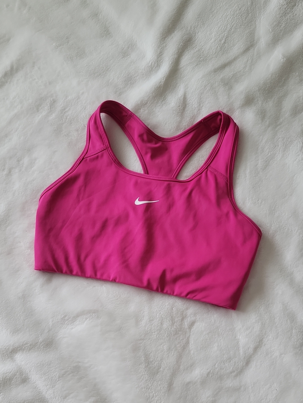 Nike Fuchsia Racerback Sports Bra with White Swoosh